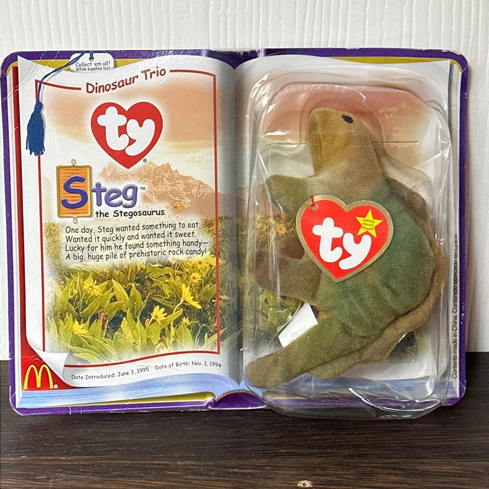 Ty Teenie Beanie Babies 2000 McDonalds Steg the Stegosaurus Dinosaur Trio New